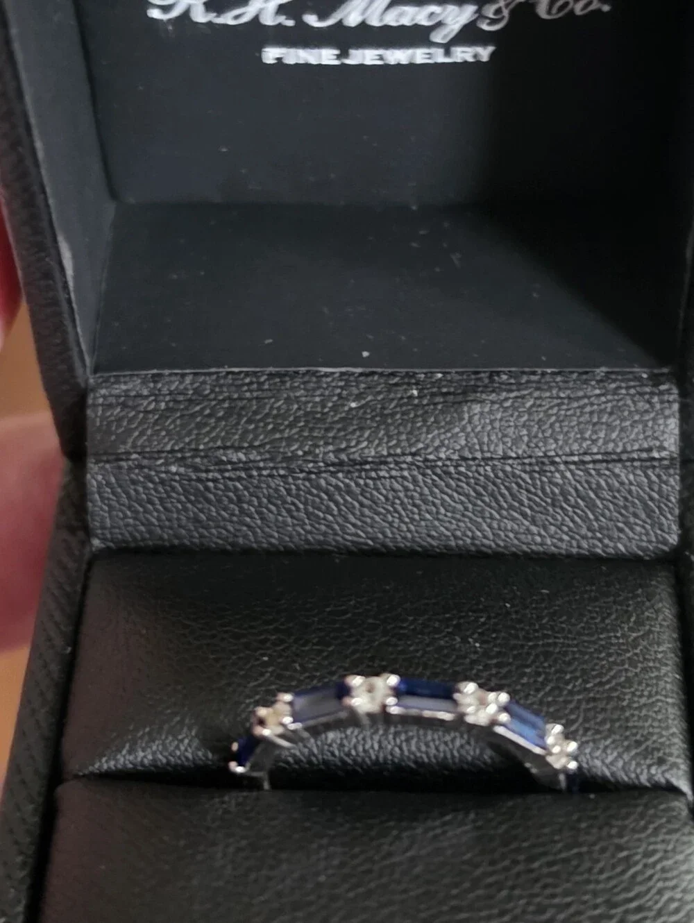 Blue Sapphire and Silver Stackable Ring Stamped .925 Sterling Silverb